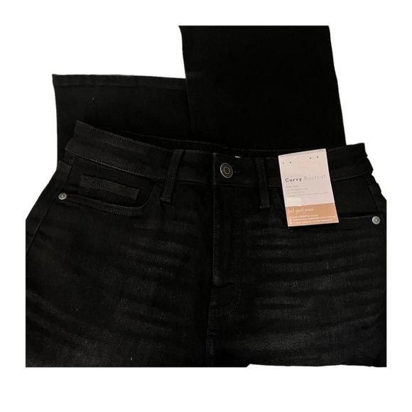 LC Lauren Conrad Womens Black High Rise Curvy Barely Bootcut Jeans Sz 8 NWT - Picture 4 of 8